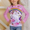 Kids Girls' T shirt Long Sleeve Unicorn 3D Print Animal Print Purple Children Tops Fall Active Basic School Casual Sports Back to School Regular Fit 4-12 Years