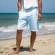 Men's Shorts Linen Shorts Summer Shorts Button Pocket Straight Leg Plain Comfort Breathable Short Casual Daily Holiday Linen Cotton Blend Fashion Designer White Sky Blue