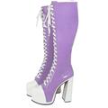 Women's Boots Plus Size Heel Boots Party Daily Leopard Mid Calf Boots Winter Zipper Block Heel Round Toe Sexy Patent Leather Zipper White / Purple Black Red