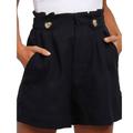 Women's Wide Leg Shorts Slacks Solid Colored Mid Waist Lightweight Basic Black Green S M Summer