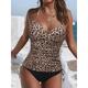 Women's Swimwear Tankini 2 Piece Normal Swimsuit Halter 2 Piece Printing Leopard Beach Wear Summer Bathing Suits