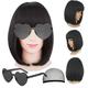 Short Bob Hair Wigs Straight with Flat Bangs Synthetic Colorful Cosplay Daily Party Neon Wig for Women (Only Wigs)