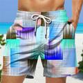 Men's Board Shorts Swim Shorts Swim Trunks Drawstring with Mesh lining Elastic Waist Stripe Graphic Prints Geometry Quick Dry Short Casual Daily Holiday Hawaiian Boho Yellow Blue Micro-elastic