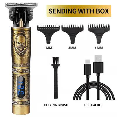 Hair Clippers for Men oupool Professional Cordless Hair Trimmer - Electric T-Blade Beard Trimmer Shaver Edgers Zero Gapped Mens Grooming Kit Rechargeable LCD Hair Cutting Kit - Gifts for Men(Gold)