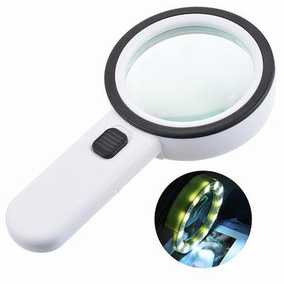 Handheld 10X Illuminated Magnifier Microscope Magnifying Glass Aid Reading for Seniors loupe Jewelry Repair Tool With LED