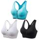 3 Pack Women's High Support Sports Bra Running Bra Seamless Zip Front Racerback Bra Top Padded Yoga Fitness Gym Workout Breathable Shockproof Quick Dry Khaki Black White Solid Colored