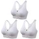 3 Pack Women's High Support Sports Bra Running Bra Seamless Zip Front Racerback Bra Top Padded Yoga Fitness Gym Workout Breathable Shockproof Quick Dry Khaki Black White Solid Colored