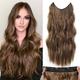 Hair Extensions 20 Inch Long Wavy Blonde Hair Extensions with Invisible Wire Adjustable Size 4 Secure Clips in Hair Extensions for Women
