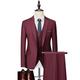 Ivory/Black/Burgundy Men's Wedding Suits Business Suits Special Occasion Valentine's Day Suits 3 Piece Notch Solid Colored Standard Fit Single Breasted One-button 2024