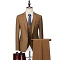 Ivory/Black/Burgundy Men's Wedding Suits Business Suits Special Occasion Valentine's Day Suits 3 Piece Notch Solid Colored Standard Fit Single Breasted One-button 2024