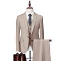 Ivory/Black/Burgundy Men's Wedding Suits Business Suits Special Occasion Valentine's Day Suits 3 Piece Notch Solid Colored Standard Fit Single Breasted One-button 2024