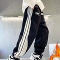 Kids Boys Sweatpants Trousers Pocket Solid Color Keep Warm Pants School Sports Black Gray