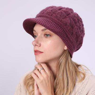 Warm Knitting Beret Hat Winter Women Solid Cap Outdoor Windproof Ear Protection Skiing Hiking Girls Caps