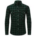 Men's Shirt Button Up Shirt Flannel Shirt Plaid Shirt Overshirt White Wine Red Long Sleeve Plaid / Check Lapel Spring Fall Outdoor Daily Wear Clothing Apparel Front Pocket