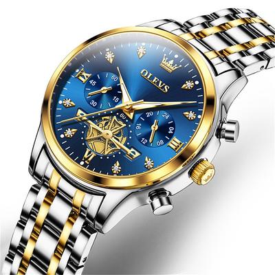 OLEVS Women Quartz Watch Sports Business Wristwatch Luminous Waterproof World Time Decoration Stainless Steel Strap Watch