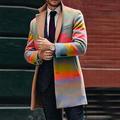 Men's Winter Coat Overcoat Coat Business Casual Winter Fall Polyester Thermal Warm Outerwear Clothing Apparel Sporty Tie Dye Quilted Turndown Open Front