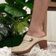 Women's Clogs Slip-Ons Block Heel Sandals Plus Size Vintage Clogs Work Daily Embroidered Cut-out Winter Flower Block Heel Chunky Heel Wedge Heel Round Toe Elegant Vintage Fashion PU Black Pink Beige