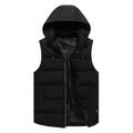 Men's Padded Hiking Vest Quilted Puffer Jacket Sleeveless Outerwear Top Outdoor Thermal Warm Breathable Lightweight Detachable Cap Winter Cotton Black Blue Red Work Fishing Climbing