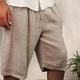 Men's Linen Shorts Summer Shorts Casual Shorts Pocket Drawstring Elastic Waist Plain Knee Length Outdoor Daily Going out Linen / Cotton Blend Fashion Streetwear White Navy Blue Micro-elastic