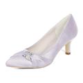 Women's Wedding Shoes Pumps Valentines Gifts Pumps Party Party Evening Wedding Heels Bridal Shoes Bridesmaid Shoes Rhinestone Kitten Heel Pointed Toe Basic Minimalism Satin Loafer Silver White