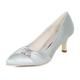 Women's Wedding Shoes Pumps Valentines Gifts Pumps Party Party Evening Wedding Heels Bridal Shoes Bridesmaid Shoes Rhinestone Kitten Heel Pointed Toe Basic Minimalism Satin Loafer Silver White