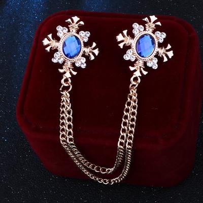 Men's Crystal Brooches Spiga Creative Vertical / Gold bar Statement Tassel Basic Fashion Rock Rhinestone Brooch Jewelry Blue Black For Wedding Street Daily Work Club
