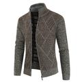 Men's Sweater Cardigan Sweater Zip Sweater Sweater Jacket Fleece Sweater Ribbed Knit Zipper Geometric Stand Collar Casual Daily Clothing Apparel Winter Fall Blue Light Grey XS S M