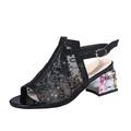 Women's Sandals Block Heel Sandals Plus Size Sandals Boots Summer Boots Outdoor Daily Solid Colored Summer Block Heel Low Heel Chunky Heel Peep Toe Elegant Cute PU Leather Buckle Black White Gold