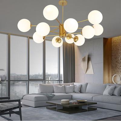 12 Heads Pendant Light Nordic Chandelier Sputnik Design Modern Gold Glass Shade Metal Painted Finishes 110-120V 220-240V