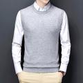 Men's Sweater Vest Wool Sweater Pullover Sweater Jumper Ribbed Knit Knitted Solid Color Crew Neck Keep Warm Modern Contemporary Work Daily Wear Clothing Apparel Sleeveless Spring Fall Black Light