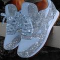 Women's Trainers Athletic Shoes Sneakers Bling Bling Shoes Sequins Bling Bling Sneakers Outdoor Daily Sequin Platform Flat Heel Round Toe Sporty Classic Casual Walking Glitter Mesh Lace-up Silver