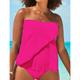 Women's Swimwear Tankini 2 Piece Plus Size Swimsuit Backless 2 Piece Modest Swimwear for Big Busts Solid Color Pure Color Strapless Vacation Fashion Bathing Suits