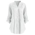 Women's Lace Shirt Shirt Tunic Shirts Blouse Solid Color Floral Florals Party Casual Daily Black White Wine Lace Lace Trims Crochet Long Sleeve Elegant Vacation Ladies Shirt Collar Regular Fit Spring