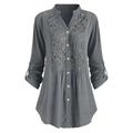 Women's Shirt Lace Shirt Tunic Shirts Blouse Solid Color Floral Florals Party Casual Daily Lace Lace Trims Crochet Black Long Sleeve Elegant Vacation Ladies Shirt Collar Spring Fall