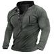 Men's Plus Size Big Tall T shirt Tee Henley Shirt Tee Stand Collar Dark Green Khaki Long Sleeve Outdoor Going out Front Zip Front Pocket Button-Down Plain Clothing Apparel Polyester Stylish Solid