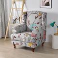 1 Set of 2 Pieces Stretch Wingback Chair Cover Floral Printed Wing Chair Slipcovers Spandex Fabric Wingback Armchair Covers with Elastic Bottom for Living Room Bedroom Decor
