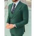 Dark Green Men's Pinstripe Wedding Suits Striped 2 Piece Tailored Fit Double Breasted Six-buttons 2024
