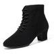 Women's Dance Boots Heel Lace-up Low Heel 3.5cm with two-point rubber sole 5cm with two-point rubber sole