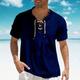 Men's Shirt Button Up Shirt Casual Shirt Summer Shirt Jeans Shirt Navy Blue Blue Light Blue Short Sleeve Plain Denim V Neck Daily Vacation Drawstring Clothing Apparel Fashion Designer Casual