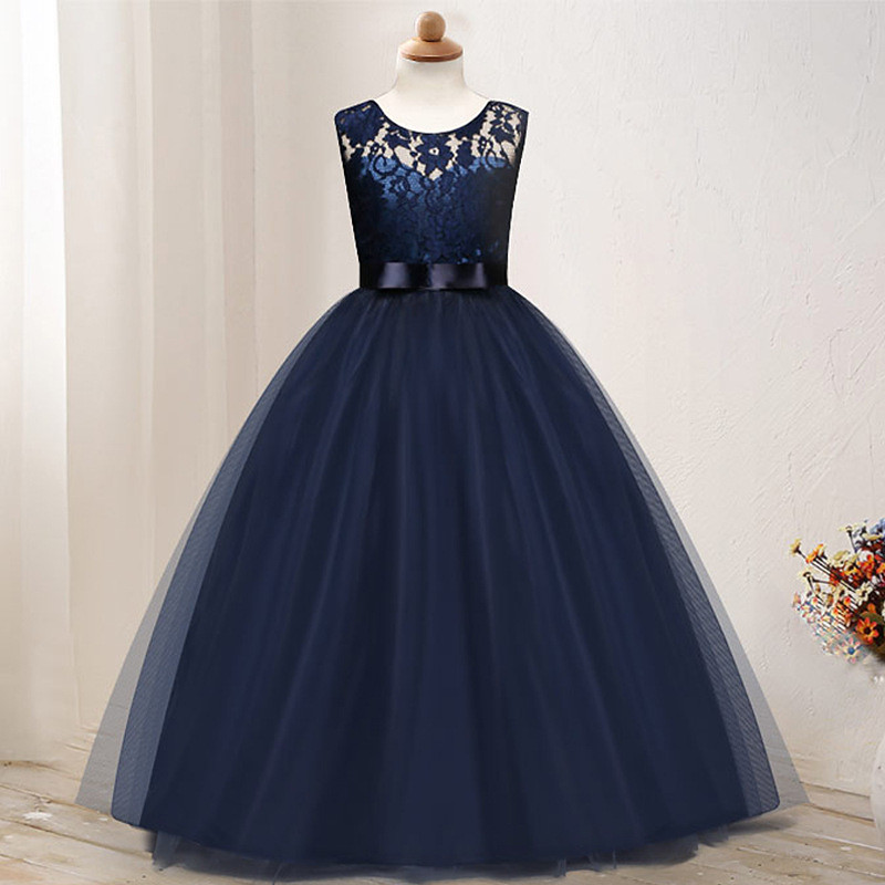 Kids Girls' Flower Girl Dress Dress Sleeveless Wedding Party Lace Mesh Cute Polyester Maxi Flower Girl's Dress Colorful purple Color powder White