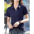 Women's Polo T shirt Tee Cotton Plain Casual Sports Black White Navy Blue Short Sleeve Fashion Shirt Collar Regular Fit Spring Summer