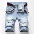 Men's Jeans Denim Shorts Jean Shorts Pocket Ripped Plain Comfort Breathable Daily Going out Vintage Fashion Blue Dark Blue