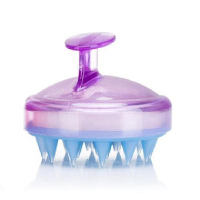 hair scalp massager, original soft silicone shampoo brush head tourmaline contained (purple)