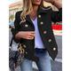 Women's Casual Jacket Button Down Spring Jacket Heated Jacket Outerwear Long Sleeve Fall Navy S