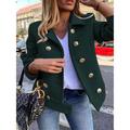 Women's Casual Jacket Button Down Spring Jacket Heated Jacket Outerwear Long Sleeve Fall Navy S