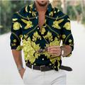 Men's Shirt Graphic Shirt Floral Chains Print Turndown Black Red Navy Blue Green 3D Print Daily Holiday Long Sleeve 3D Print Button-Down Clothing Apparel Vintage Fashion Designer Casual