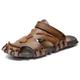 Men's Sandals Leather Sandals Beach Slippers Outdoor Hiking Sandals Casual Beach Outdoor Daily Nappa Leather Mesh Breathable Loafer Black Brown Khaki Summer Spring