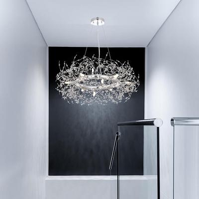 Fireworks Crystal Chandelier Modern, Sputnik Dandelion Chandelier, 60/80 Chrome Pendant Lighting for Restaurant Stairs Kitchen Dining Room Bedroom Living Room