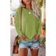 Women's Blouse Basic Plain Basic Round Neck Regular Fall Green Black Blue Pink Grey