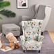 Stretch Wingback Chair Cover Floral Printed Wing Chair Slipcovers for Kids,Spandex Armchair Covers with Elastic Bottom for Living Room Bedroom Wingback Chair